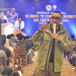 Wakil Ketua Komisi III DPR Ahmad Sahroni saat menjadi pembicara di depan mahasiswa Udinus Semarang, Senin. (ANTARA/ HO-Udinus Semarang)-1670819843