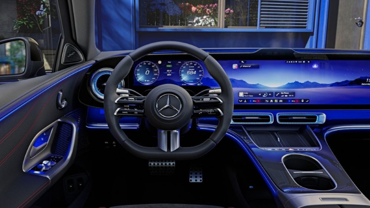 Interior Mercedes-Benz C-Class listrik terbaru. (Foto: Istimewa via ArenaEV)