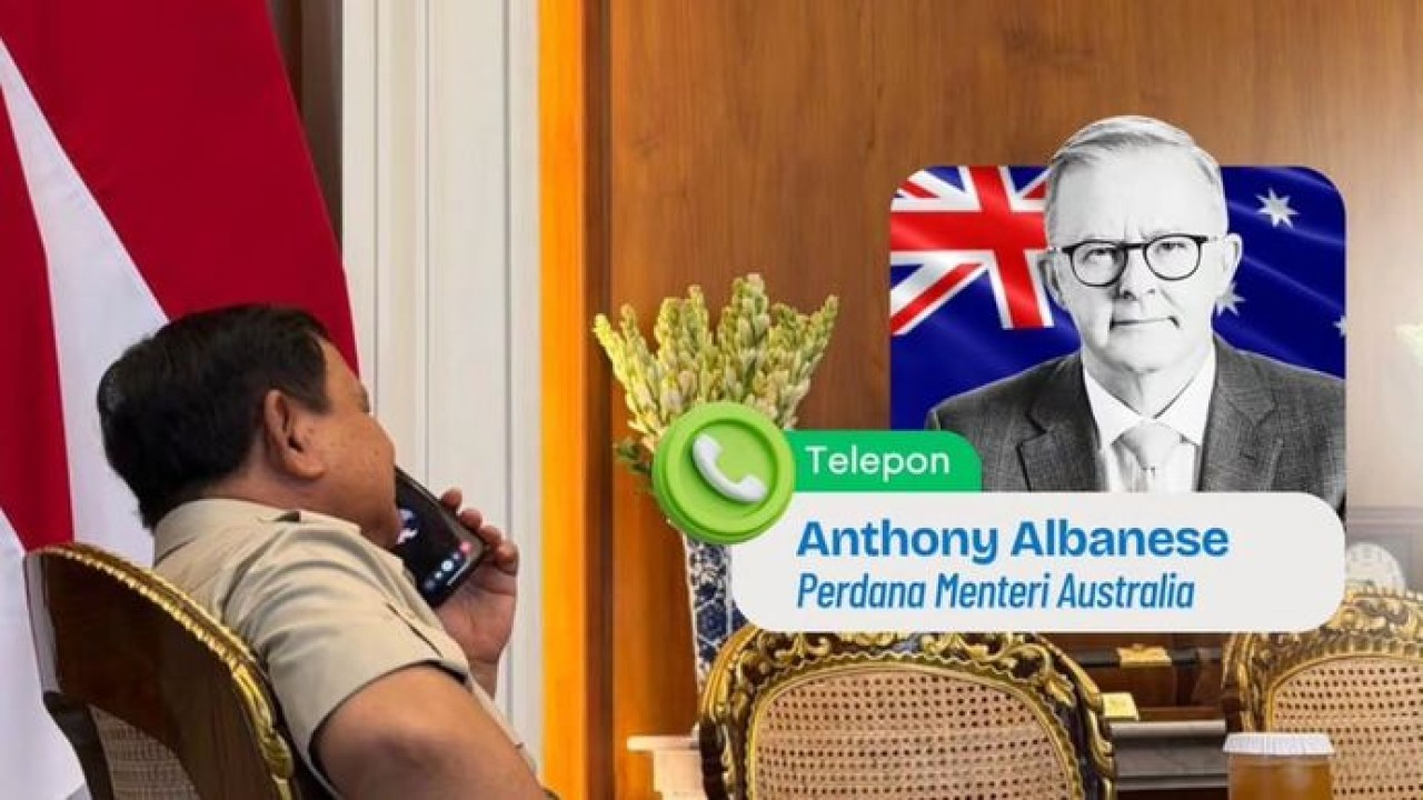 Prabowo Subianto menerima sambungan telepon dari Perdana Menteri Australia Anthony Albanese pada Selasa sore, 21 April 2026 (Istimewa)