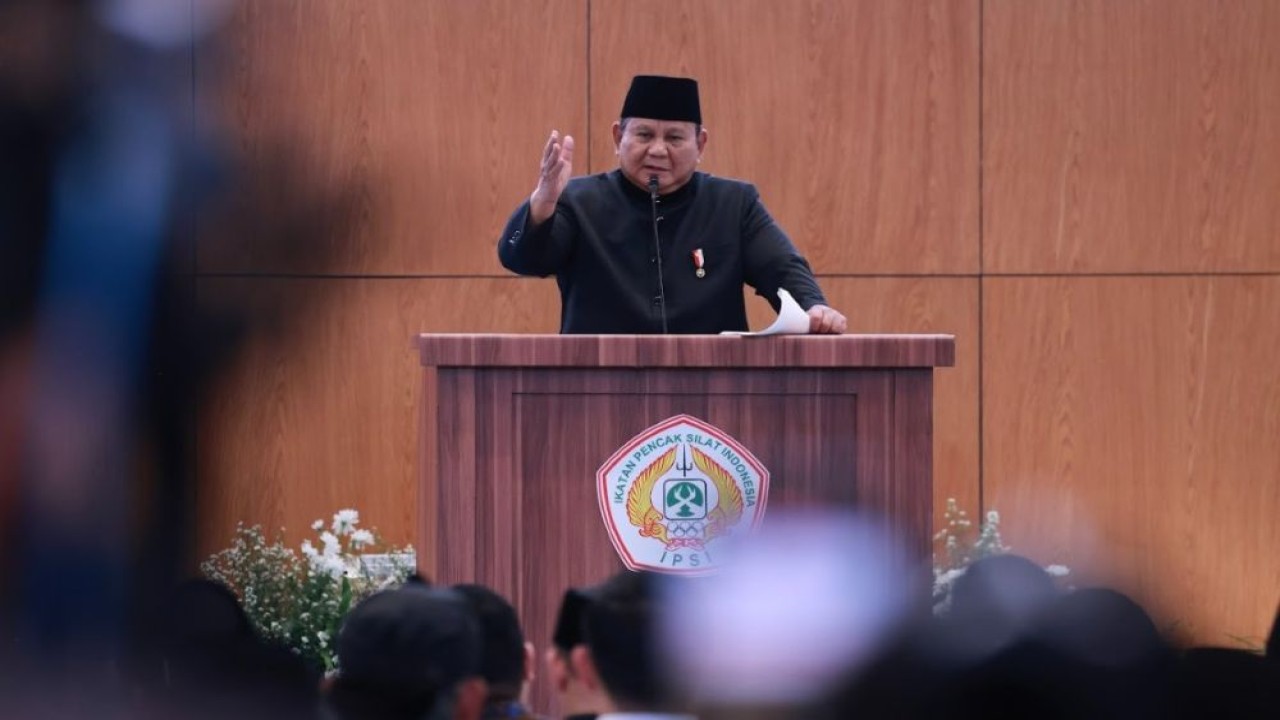 Presiden Prabowo Subianto saat membuka Musyawarah Nasional (Munas) XVI Ikatan Pencak Silat Indonesia (IPSI), Sabtu (11/4/2026). (Foto: Dok/Istimewa/Bakom RI)