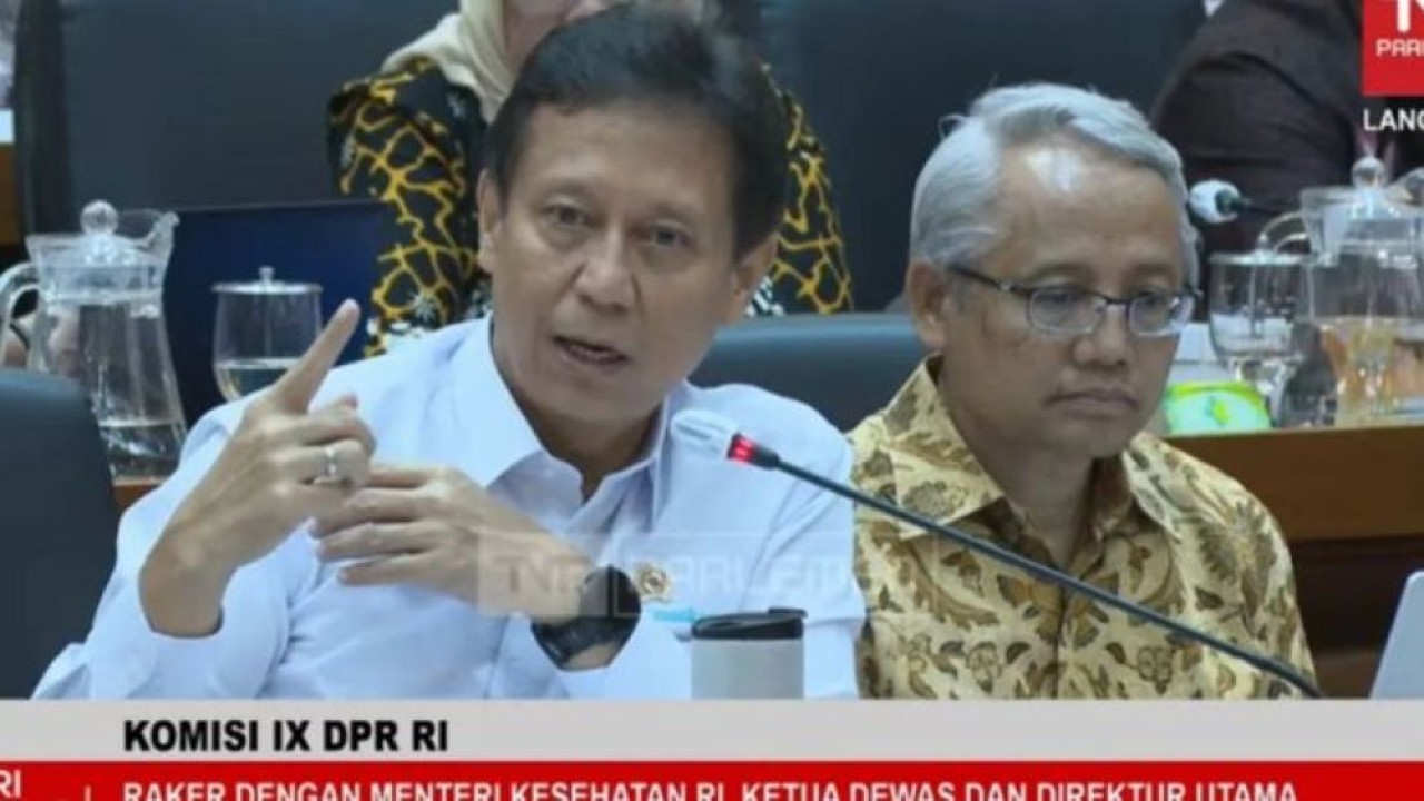 Tangkapan layar - Menteri Kesehatan (Menkes) Budi Gunadi Sadikin dalam rapat bersama DPR di Jakarta, Selasa (9/6/2026). (Foto: ANTARA/HO - YouTube TVR Parlemen)