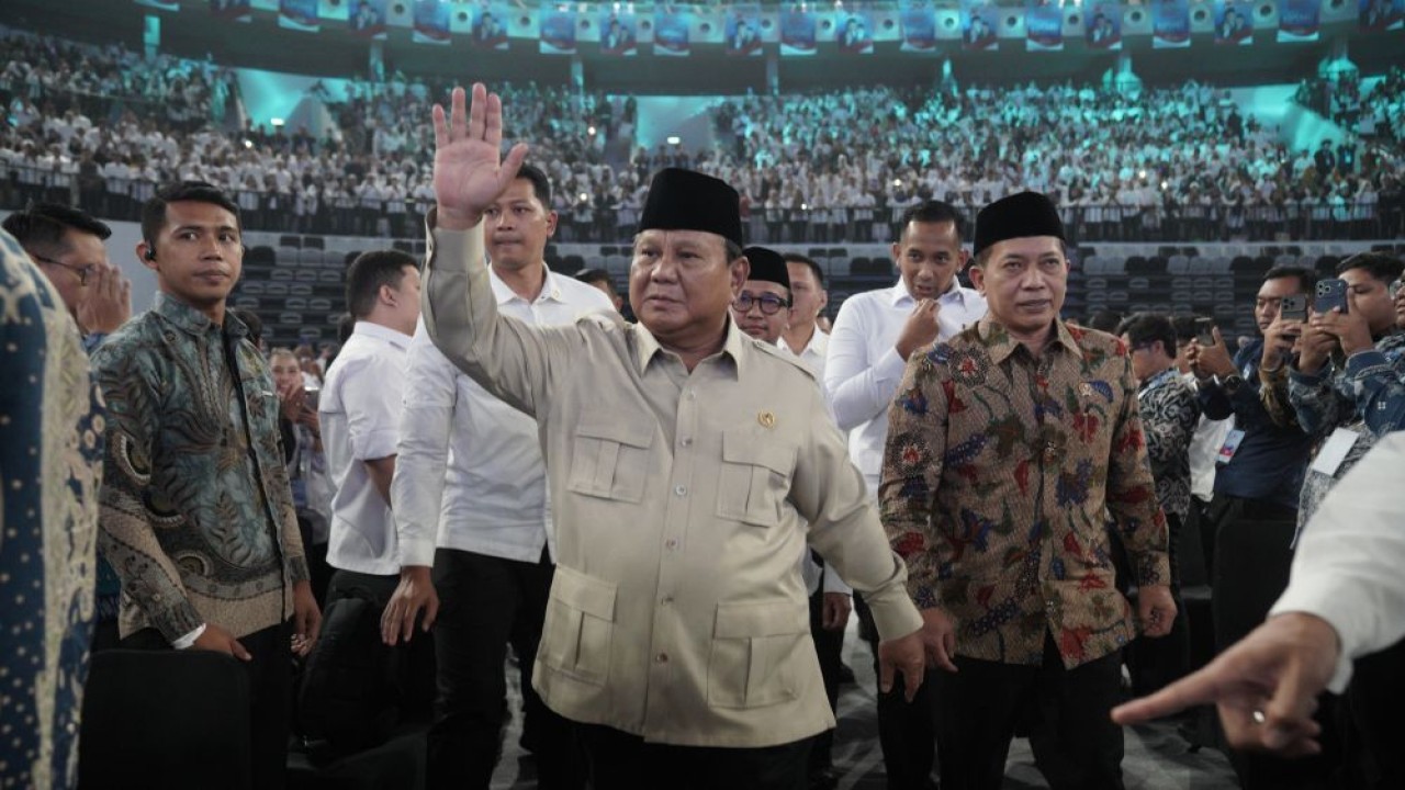 Presiden Prabowo Subianto menghadiri puncak peringatan Hari Koperasi Nasional (Harkopnas) ke-79 di Indonesia Arena, Kompleks Gelora Bung Karno (GBK), Jakarta, pada 12 Juli 2026. (Foto: Dok/Istimewa/Bakom RI)