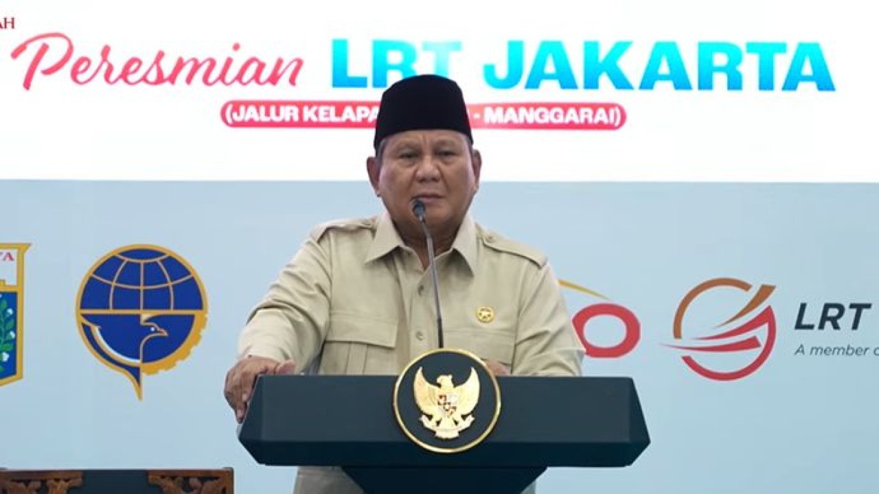Prabowo Subianto resmikan LRT Kelapa Gading-Manggarai (Istimewa)